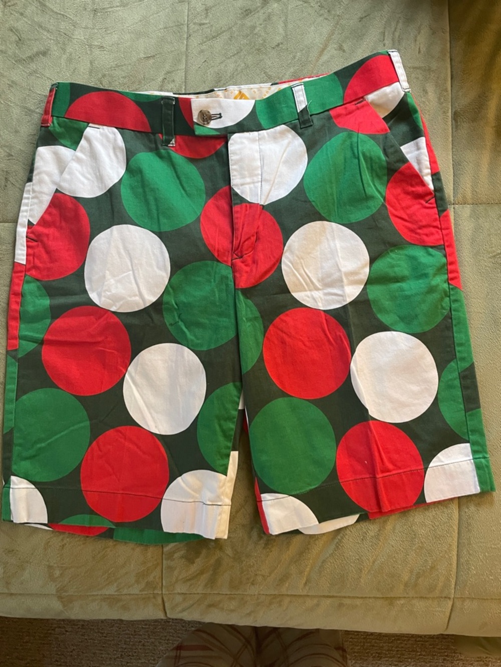 Loudmouth Large Polka Dot Golf Shorts in Red, Green & White